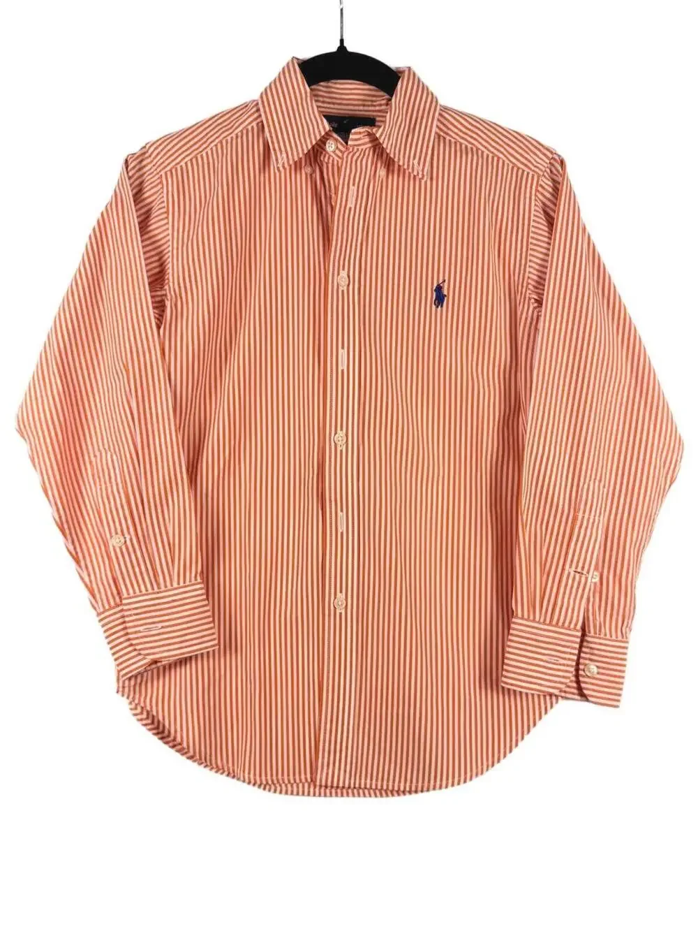 Polo Ralph Lauren Boys Striped Cotton Button Down‎ Shirt Orange/White Small (8)